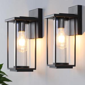 Outdoor Lights for House, Large Porch Wall Lights Outdoor, Black Wall Sconce Lamp, Exterior Front Wall Lights, Waterproof Anti Rust Outside Coach Lights for House, Patio, Garage (2 Pack Black)