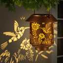 Solar Lantern Lights Outdoor Hanging, Solar Lights Outdoor Waterproof,Garden Decor Gifts for Women Mom,Metal Decoration Lanterns for Garden Patio(Hummingbird)