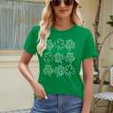 Womens St Patricks Day Shamrock T-Shirts Happy Go Lucky Shirts Irish Clover Tee Tops (XL)