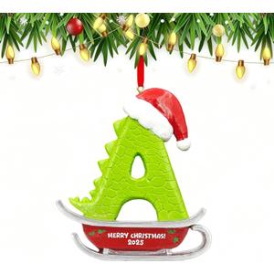 26 Letter Ornaments for Christmas Tree Decoration,Personalized Letters Ornaments, Initial Christmas Ornament, Hanging DIY Letter Xtmas Dinosaur Ornament, Gifts for Family Friends (A)