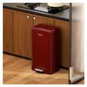Kitchen Bathroom 8 Gallon Trash Can - Stainless Steel Garbage Cans with Foot Pedal, Recycling Bin with Lid for Office Bathroom Decor (Red, 30Liter / 8Gallon)