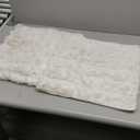 JOJUSIS Pack of 2 Faux Fur Plush Decorative Throw Pillow Covers Couch Cushion Case Soft Fluffy Pillowcases Wide Stripe (White, 18 x 18 Inch)