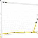 SKLZ Quickster Soccer Goal - Portable Goal for Backyard & Field - Durable Tension-Tite Frame & Heavy Gauge 2-Ply Net - Adjustable Click-Lock Poles, Metal Stakes - Carrying Case with Handle
