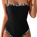 B2prity One Piece Swimsuit for Women Tummy Control Slimming Bathing Suit Color Block Swim Suit Modest Swimwear (Black, M)
