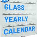 Magnetic Glass Calendar White Board, 2024 Yearly Planner, 34''x46'' Dry Erase Calendar Board, Wall Glass Calendar Board, 2 White Board Markers, 1 Marker Tray