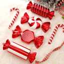 Lanpn 8 Pcs 11.8" Extra Large Candy Cane Christmas Decorations, Giant Peppermint Candies Xmas Tree Ornaments, Red White Lollipop Candy Canes, Sweet Hanging Decor for Candyland Holiday Indoor Outdoor