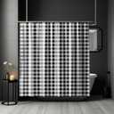 SDIII Black and White Gingham Shower Curtain Set 72x72 Inch Waterproof Microfiber Farmhouse Boho Buffalo Plaid Shower Curtain for Bathroom Decor Checkered