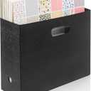 Foldable Scrapbook Paper Storage Organizer, 12x12 Scrapbook Paper Storage, Plastic File Organizer, Black, 3 Pack