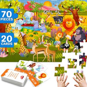 QUOKKA Search and Find Puzzles for Kids Ages 4-6 - Riddle Kids Puzzles 6-8 Years Old - 70 Unique Pcs - 20 Illustrated Guessing Cards - Engaging Children Themes - Africa Puzzle Gift for Toddlers 3-5
