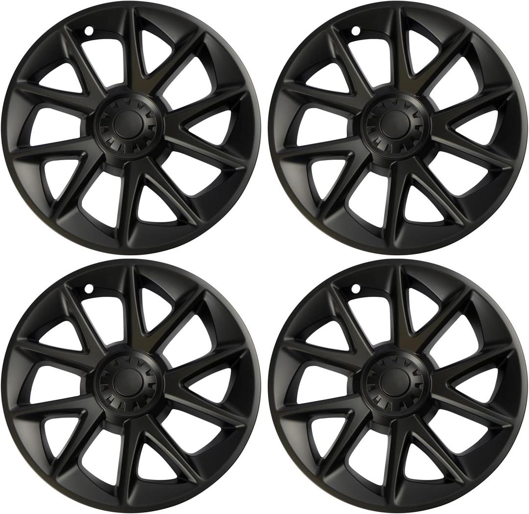 Hubcaps Wheel Covers Compatible with Tesla Model 3 Hub Cap Replacement for Tesla Wheel Caps 18 Inch Protector Cover Kit 4PCS Matte Black