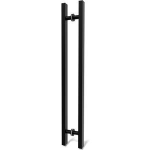 36 inch Stainless Steel Door Handle Double Sided, Pull Push Sliding Barn Door Handle, Commercial H Shape Glass Shower Door Pull Handles, Matte Black (36inch / 90cm)