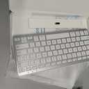 Qulose Bluetooth Keyboard, Ultra-Slim Wireless Keyboard for iPad, Rechargeable Ergonomic Computer Keyboard for iOS, Android, Windows PC Tablets Phone, White Silver