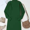 HUUSA Winter Dresses for Women 2025 Fall Puff Long Sleeve Sweaters Loose Mock Neck Outfits Sexy Mini Dress Going Out (Green, M)