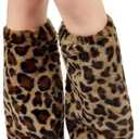 Zando Furry Faux Fur Leg Warmers for Women - Soft Fluffy Legwarmer Winter Boot Cuffs Covers for Daily Halloween Santa Costume