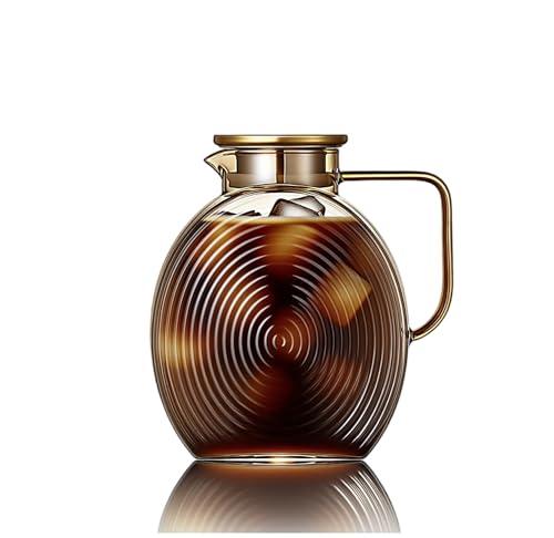 Glass Water Pitcher with Lid for Fridge- 2L Borosilicate Glass Juice Pitcher, Sun Tea Jar Lemonade Drink pitchers Water Jug for Party