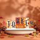2 x Double-sided Halloween Table Decorations Thanksgiving Tiered Tray Decor Wooden Table Sign, Fall WICKED Party Trick Decoration Tabletop Centerpiece Turkey for Desk Tiered Tray shelf Decor