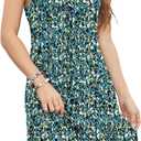 Swimsuit Coverup for Women Summer Dress Spaghetti Strap Dresses Eyelet Sundresses Causal Beach Vacation Clothes (Small, Floral Blue White)