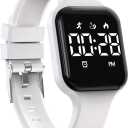 Kids Fitness Tracker,Digital Pedometer WatchSport Watch, Steps Counter, Waterproof, Alarm Clock for Boys Grils Kids Children (White)