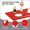 Boao 6 Pcs Disposable Plastic Tablecloth Parties Picnic Table Covers with Elastic Fitted Elastic Plastic Table Cover Rectangle Waterproof for Indoor, Outdoor, Picnic, Camping (Red,72 x 30 Inch)