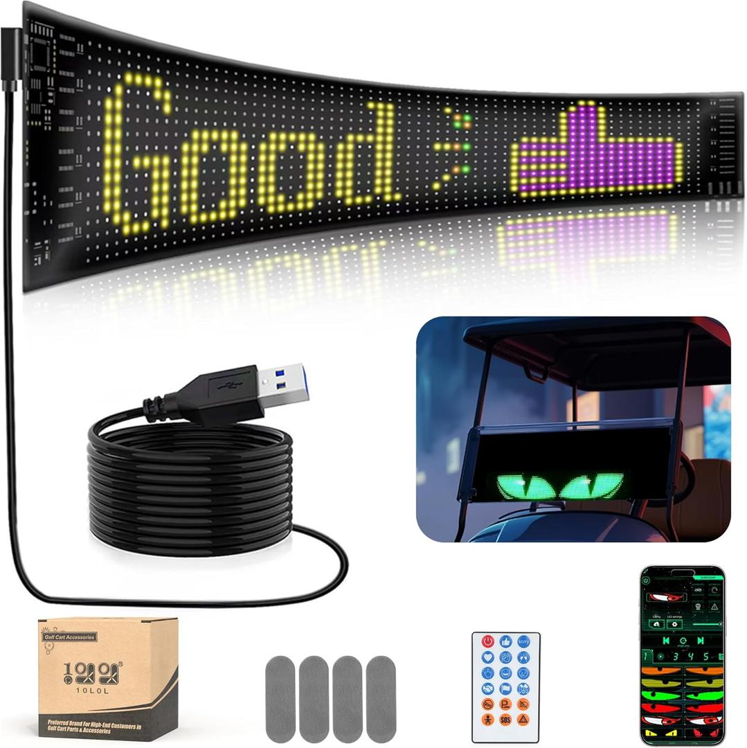 10L0L Golf Cart Programmable Light Display with Wireless Remote & App Control - Customizable Devil Eyes Light, Flex Screen for Yamaha/EZGO/Club Car, USB-Powered DIY Text/Patterns Sign