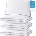 MUXHOMO Bed Pillows Queen Size Set of 4, Gusseted Sleeping Pillows for Side, Back, and Stomach Sleepers, Hotel Quality, Oeko-Tex Certified Fluffy Supportive Down Alternative Filling, White, 4 Pack