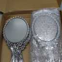 Qunclay Only 8 Pcs Vintage Handheld Mirror, 9.8" L x 4.5" W Small Sliver Embossed Portable Princess Mirror for Classroom Kids Princess Party Favors Travel