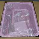 RIZZARI Cat Litter Box: Pink Stainless Steel Odor Control Pan - Easy Clean Non-Porous - 11.6" High Sides Anti-Scatter - Open Top for Fast Scooping - with Scoop - Apartment Bathroom/Laundry Room, Pink