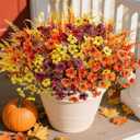 HyeFlora Artificial Fall Flowers Fake Mums Plants for Outdoors Decoration, 14 Bundles Faux Silk Daisy and Ferns UV Resistant Autumn Fake Planter for Home Porch Patio Yard Window Box (3 Colors Mixed)