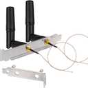 Eightwood Mini PCIe Card Antenna 2.4GHz 5GHz WiFi Antenna + RP-SMA Cable 8in + Computer Slot Bracket for Mini PCI-E WiFi Network Card PC Desktop Computer