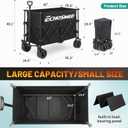 EchoSmile Collapsible Foldable Extended Wagon with 500Lbs Weight Capacity, 300L Folding Utility Wagon Cart with Big All-Terrain Wheels for Beach,Sport,Garden&Grocery (Black)