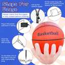 Popblow 6Ft Tall Large Inflatable Basketball Theme Party Decorations, Blow Up Basketball Sports Activities Supplies with Built-in 10 LED Light, Basket Ball Inflatable for Outdoor Yard