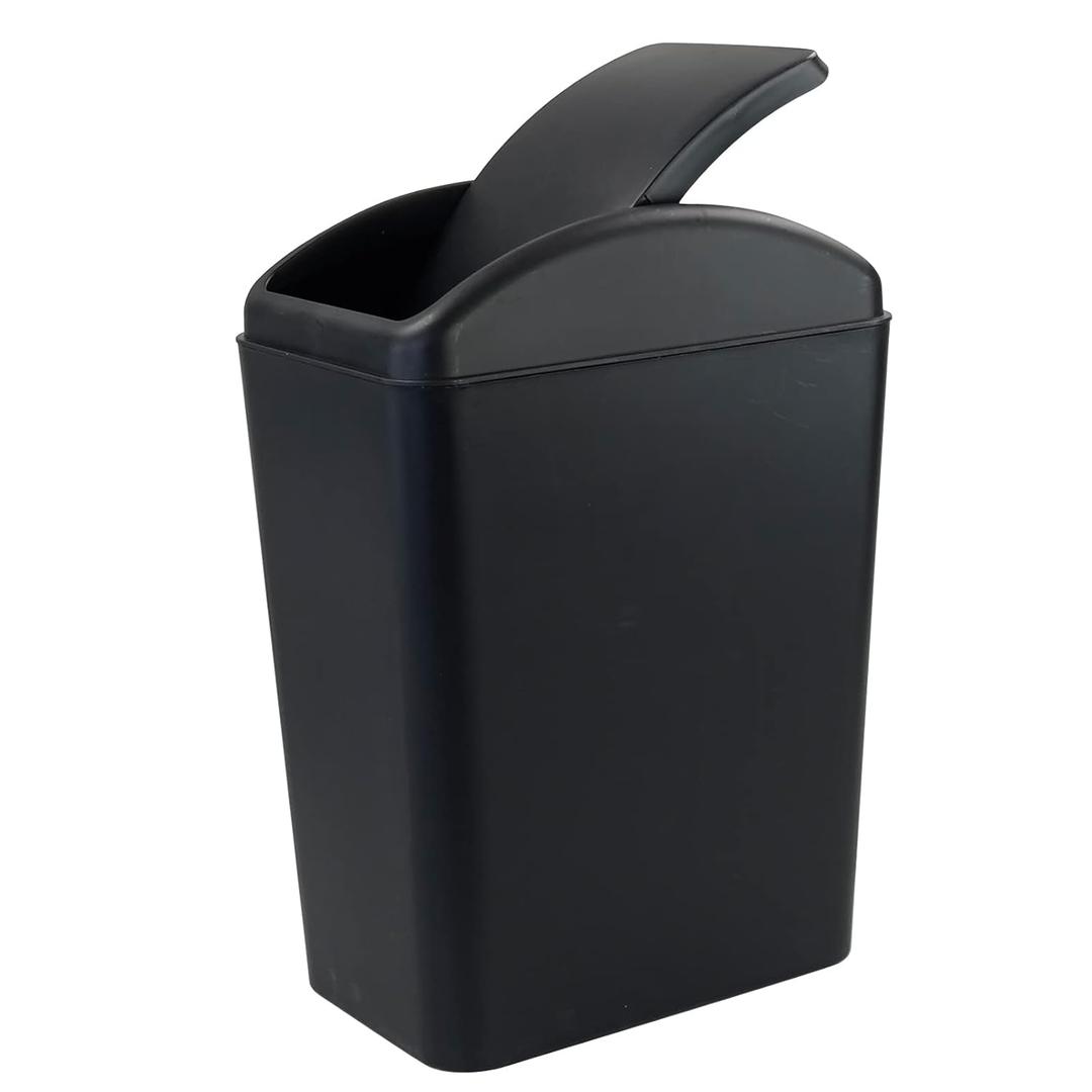 4.5 Gallon Plastic Swing-Top Trash Can, Garbage Can with Swing Lid, Black