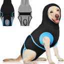 SAWMONG Recovery Suit for Dogs After Surgery, Hooded Dog Surgery Suit Substitute E-Collar & Cone for Spay, Comfortable Cotton Dog Onesie for Surgery Female Male, Neuter, Skin Disease Pet (XL, Black)
