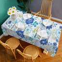 Hexagram Floral Tablecloth 60x120 Inch Summer Rectangle Table Cloth Farmhouse Season for Home Picnic Kitchen Dining Party Decorations