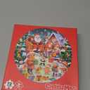 72 Pieces Shimmery Jumbo Christmas Floor Puzzle for Girls 3-5 4-6 Age Floor Puzzles for Boys and Girls Large Round Floor Jigsaw Puzzles (Christmas)