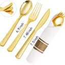 Supernal Set of 60 Wrapped Plastic Silverware Gold Pre Rolled Silverware Set Disposable,Plastic Cutlery for Parties,Disposable Cutlery Heavy Duty with Linen Napkins For Weddings Birhday