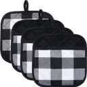 Joyhalo 4 Pack Pot Holders for Kitchen,Cotton Oven Holder with Great Heat Resistance,Non Slip Hot Pads for Kitchen Clearance,Black and White