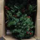 2 Pack Lighted Artificial Christmas Urn Filler 23 Inch, Battery Operated Prelit Mini Xmas Trees, Tripod Stake and LED Lights Christmas Porch Decorations