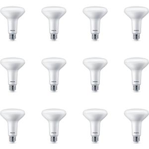 PHILIPS LED 65W BR30 12-Pack Basic LED Soft White (2700K) 650 Lumen (7.2W = 65W) Dimmable Frosted Flicker-Free Light Bulbs