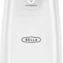 BELLA Electric Can Opener and Knife Sharpener, Multifunctional Jar and Bottle Opener with Removable Cutting Lever and Cord Storage, Stainless Steel Blade, White