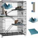 4-Tier Cat Cage Indoor: Large Cat Enclosure Pet Playpen Detachable Metal Wire Kennel Collapsible Crate with Scratching Post & Plush Pads & Hammock for Cats Kittens (30.1"L x 18.7"W x 42.5"H)