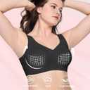 Soft Intention Jelly Wireless Bra Seamless Push Up Full Coverage Supportive Everyday Sport T-Shirt Bra Regular & Plus Size (Black, L)