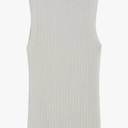 Women's Solid Color Short O-Neck Knitted Vest Sleeveless Tops, White, Size Large