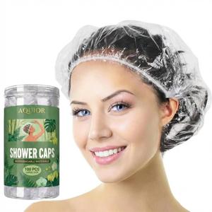 Aquior Shower Cap Disposable, 100 PCS Shower caps Large&Thick Waterproof Clear Plastic Elastic Hair Bath Caps For Women Kids Girls, Hotel and Hair Solon, Travel Spa, Home Use