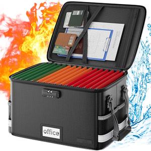 Huolewa Fireproof File Organizer Box With Lock, Collapsible Fireproof Important Document Organizer Boxes, Portable Travel/Home/Office File Safe Box with Handle for Documents Folders Storage -Black Huolewa Fireproof File Organizer Box With Lock, Collapsible Fireproof Important Document Organizer Boxes, Portable Travel/Home/Office File Safe Box with Handle for Documents Folders Storage -Black