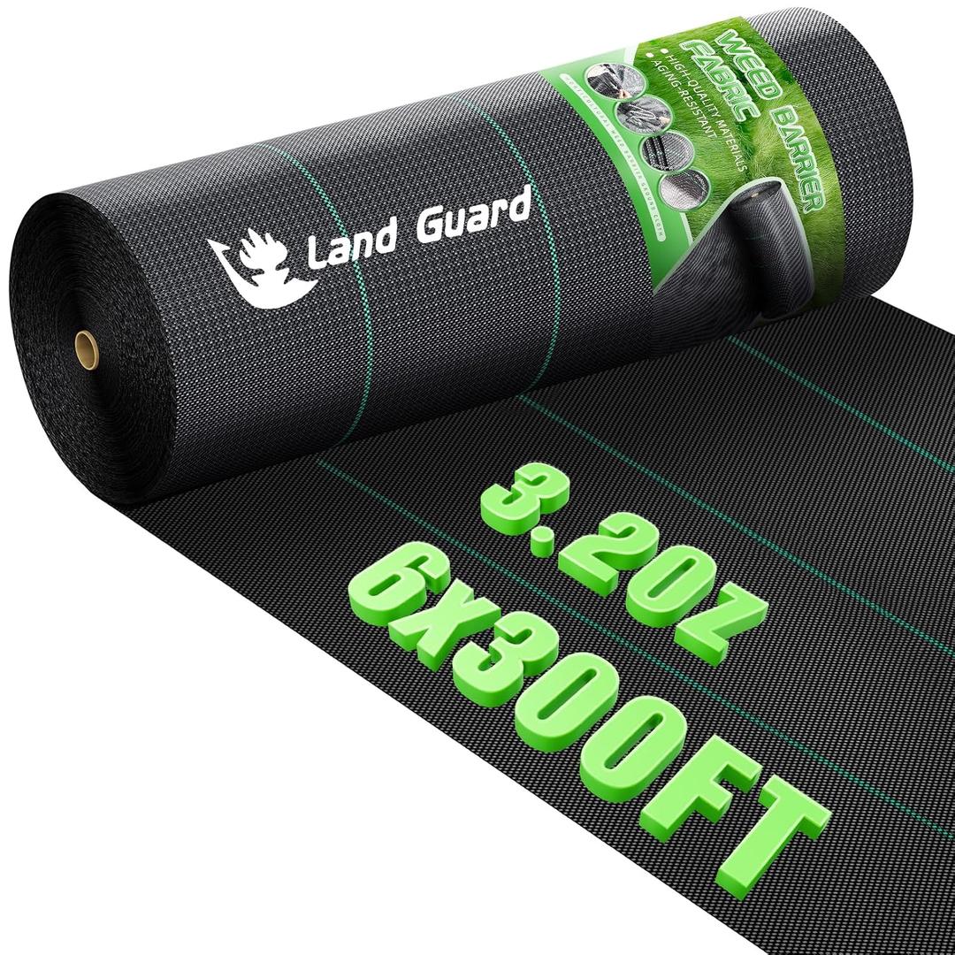 Land Guard 6ft x 300ft Weed Barrier Fabric Heavy Dusty, Ground Cover, Weed Mat, Woven Landscape Fabric for Garden, Lawn and Outdoor Project