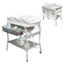 2 in 1 Baby Bathtub with Changing Table, DEYGIA Waterproof Diaper Changing Station Portable Changing Table Adjustable Height Nursery Organizer with Storage Rack for Newborn Infant Toddler, Cat Pattern