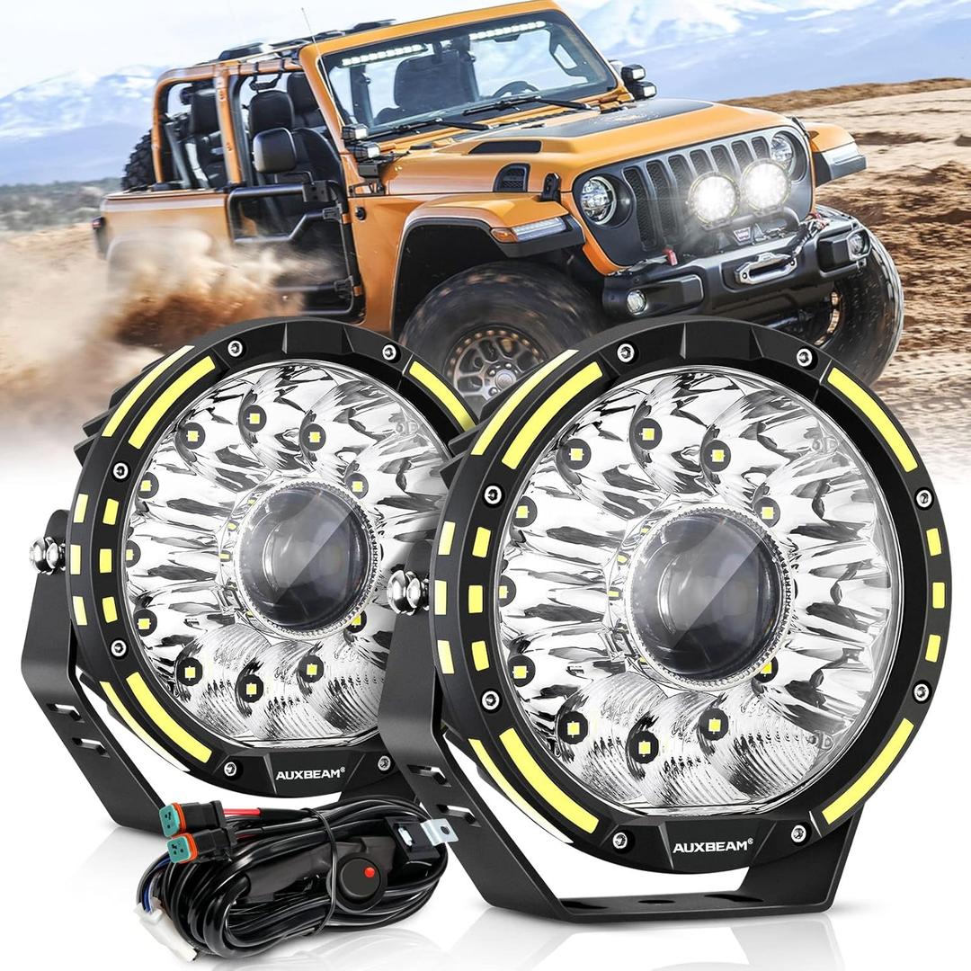 Auxbeam 360-PRO Series 7 Inch Round Offroad Lights, 230W 33332LM Driving Lights Projector Spotlight, Spot Flood Combo LED Light Bar Pods