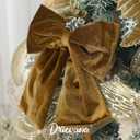 Gold Velvet Bows Christmas Tree Ornaments 8.5 inch Pre-Tied Golden Velvet Ribbon Bows for Christmas Tree, Gift Wrapping, Wreath, Garland, Crafts, Holiday Decor, 6 Pcs