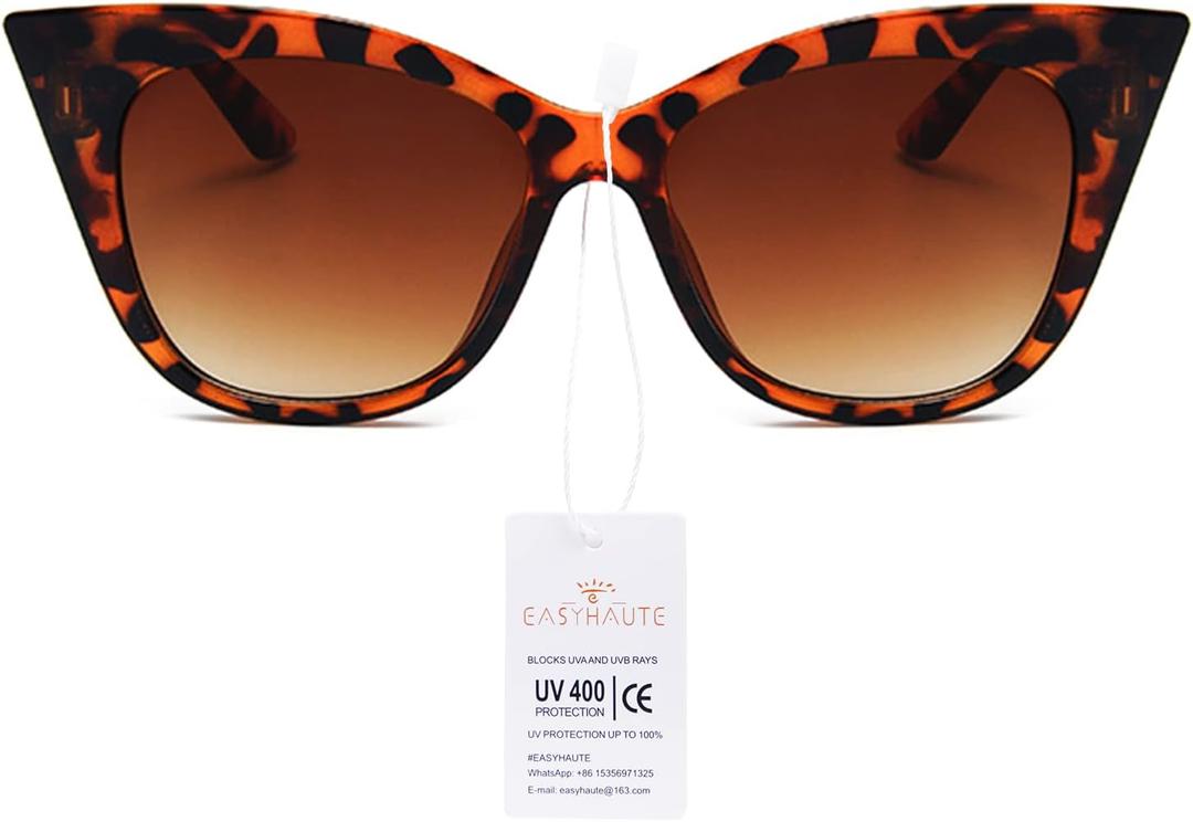 EASYHAUTE Cat Eye Sunglasses for Women Retro Cateye Frame - Vintage 90s UV400 Protection Sunnies, Chic Shades for Small Face